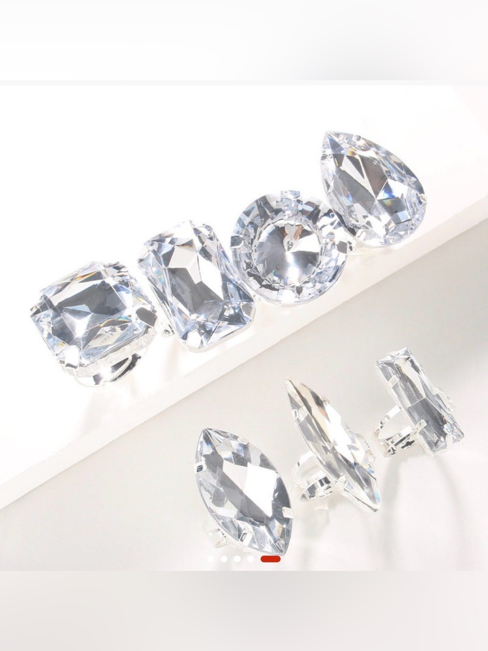 A Classy Chic Boutique Silver Crystal Statement Rings Set - Picture 3 of 3